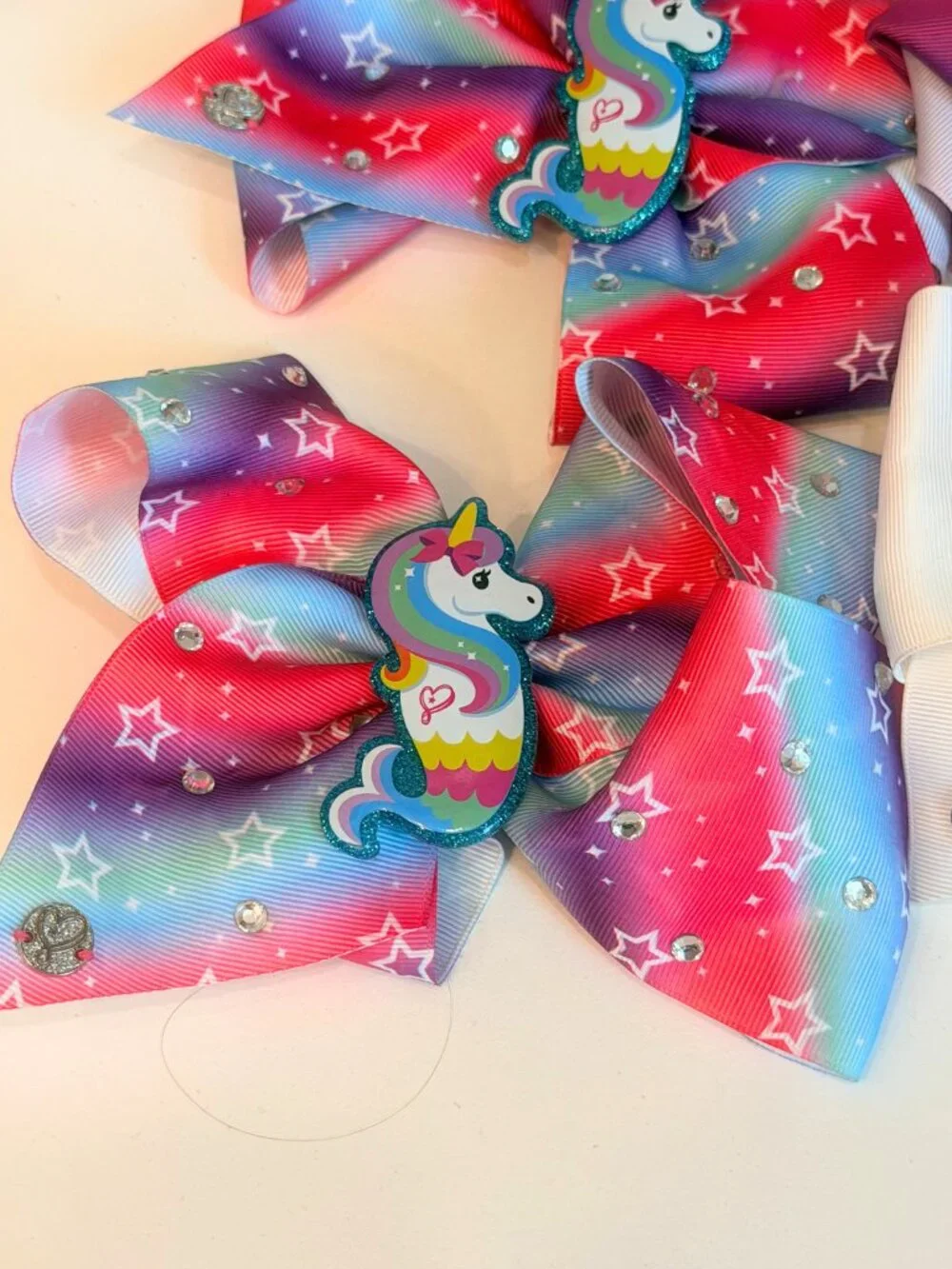 JoJo Siwa Big Cheer Dance Hair Bows Lot Of 8 Asst Unicorn Rainbow Rhinestones